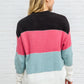 Color Blocked Striped Knit Sweater