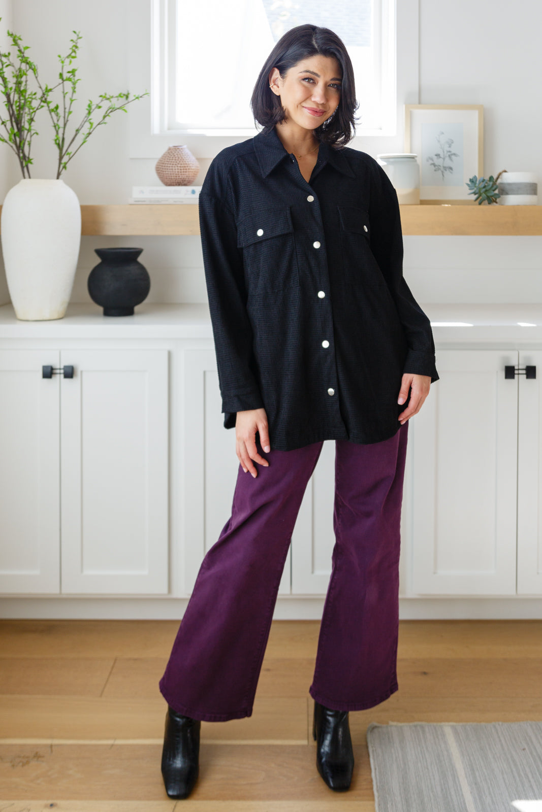 Mica High Rise Wide Leg Jeans in Plum