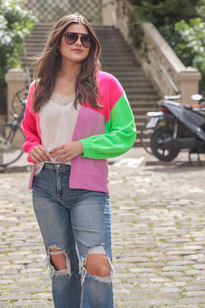 PREORDER: Happy Vibes Color Block Cardigan