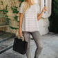 Cozy In Stripes Top in Gray