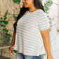 Cozy In Stripes Top in Gray