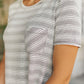 Cozy In Stripes Top in Gray