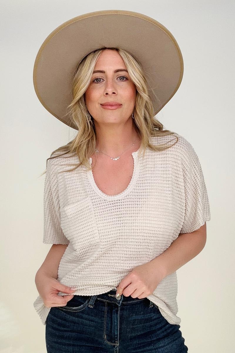 Jacquard Short Sleeve Knit Top