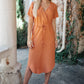 Crossover Midi Dress in Rust