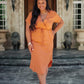 Crossover Midi Dress in Rust