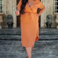 Crossover Midi Dress in Rust