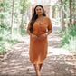 Crossover Midi Dress in Rust