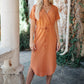 Crossover Midi Dress in Rust