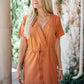 Crossover Midi Dress in Rust