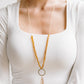 Crystal Teardrop Pendant Necklace in Gold