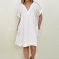 Gauzy Raw Edge V-Neck Dress - Multiple Colors