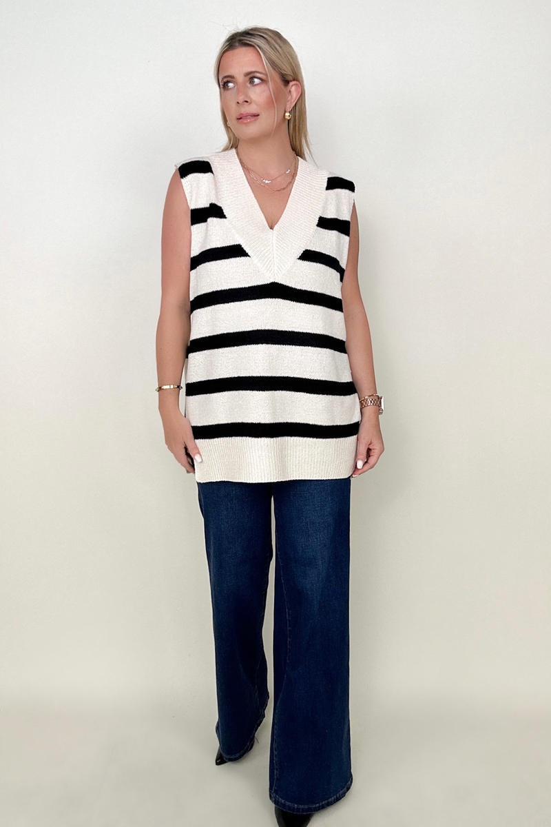 Oversized Stripe Knit Vest