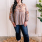 Savanna Jane Embroidered Blouse In Mocha Florals