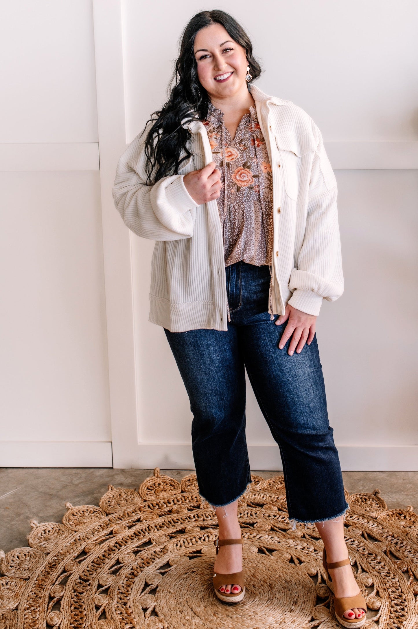 Savanna Jane Embroidered Blouse In Mocha Florals