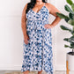 Ruffle Hem Midi Dress With Pockets In Porcelain Blue Florals