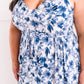 Ruffle Hem Midi Dress With Pockets In Porcelain Blue Florals