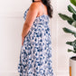 Ruffle Hem Midi Dress With Pockets In Porcelain Blue Florals
