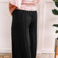 Wide Leg Satin Dress Pants In Black