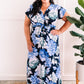 Navy Surplice Floral Maxi Dress With Tie Belt Detail In Blue Watercolors