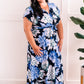Navy Surplice Floral Maxi Dress With Tie Belt Detail In Blue Watercolors