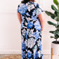 Navy Surplice Floral Maxi Dress With Tie Belt Detail In Blue Watercolors