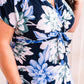 Navy Surplice Floral Maxi Dress With Tie Belt Detail In Blue Watercolors