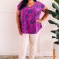 V Neck Blouse In Orchid & Royal Purple
