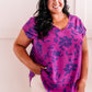 V Neck Blouse In Orchid & Royal Purple