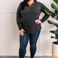 Collared Long Sleeve Top With Thumb Holes In Charcoal