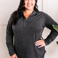 Collared Long Sleeve Top With Thumb Holes In Charcoal