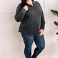 Collared Long Sleeve Top With Thumb Holes In Charcoal