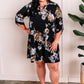 Black Button Sleeve Gabby Dress With Pockets In Deep Florals