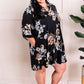 Black Button Sleeve Gabby Dress With Pockets In Deep Florals