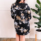 Black Button Sleeve Gabby Dress With Pockets In Deep Florals