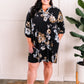 Black Button Sleeve Gabby Dress With Pockets In Deep Florals