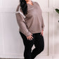 Oversized Long Sleeve Top With Exposed Seams In Light Mocha