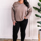 Oversized Long Sleeve Top With Exposed Seams In Light Mocha
