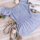 I Flit, I Float Baby Blue Smocked Flutter Sleeve Top