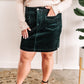 High Waisted Corduroy Skirt In Emerald By Judy Blue Jeans