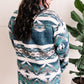 Teal Aztec Print Button Down Shacket 11.24