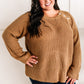 Closing In Button Shoulder Soft Sweater In Toffee