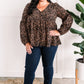 Animal Print Button Blouse In Black & Taupe