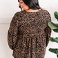 Animal Print Button Blouse In Black & Taupe
