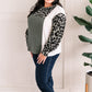 Color Block Long Sleeve Top In Sage & Leopard