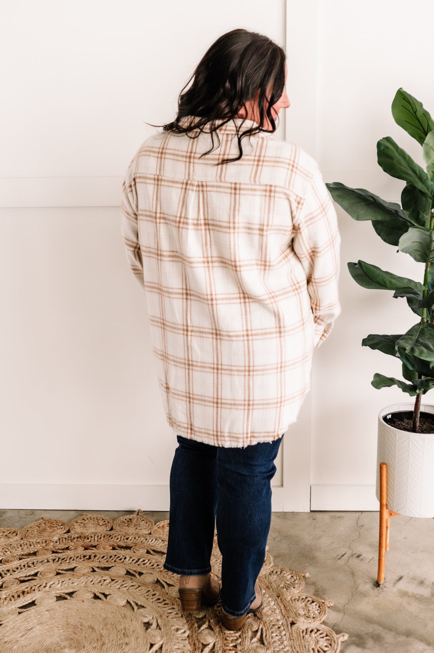 Soft Plaid Button Down Top In Fresh Neutrals