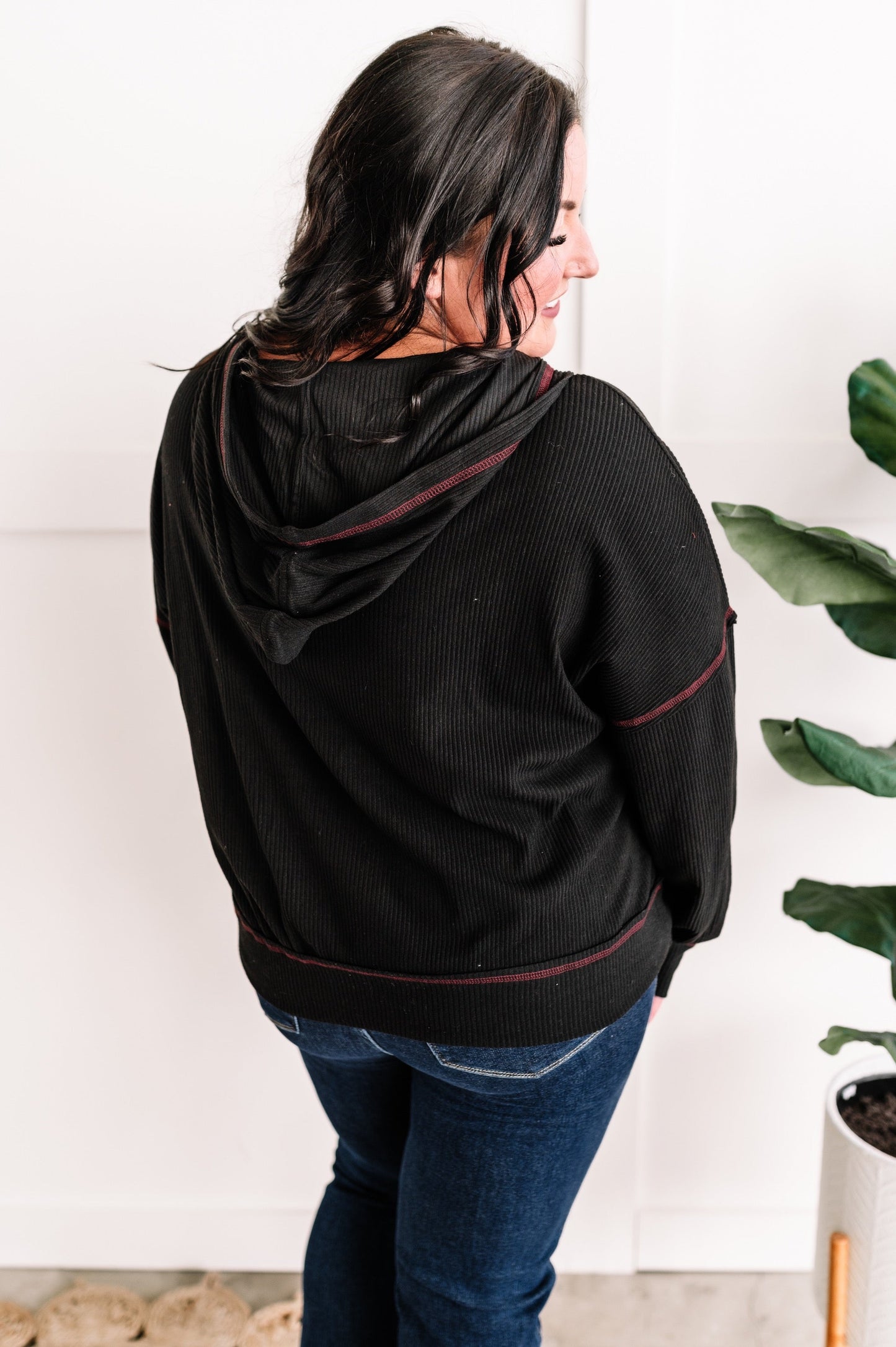 Lace Up Soft Swoodie In Magenta & Black