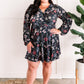 Long Sleeve Surplice Dress With Attached Shorts In Navy Florals 11.20