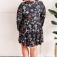 Long Sleeve Surplice Dress With Attached Shorts In Navy Florals 11.20