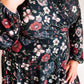 Long Sleeve Surplice Dress With Attached Shorts In Navy Florals 11.20