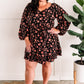 Long Sleeve Black Floral Dress With Tie Belt In Midnight Rose 11.21